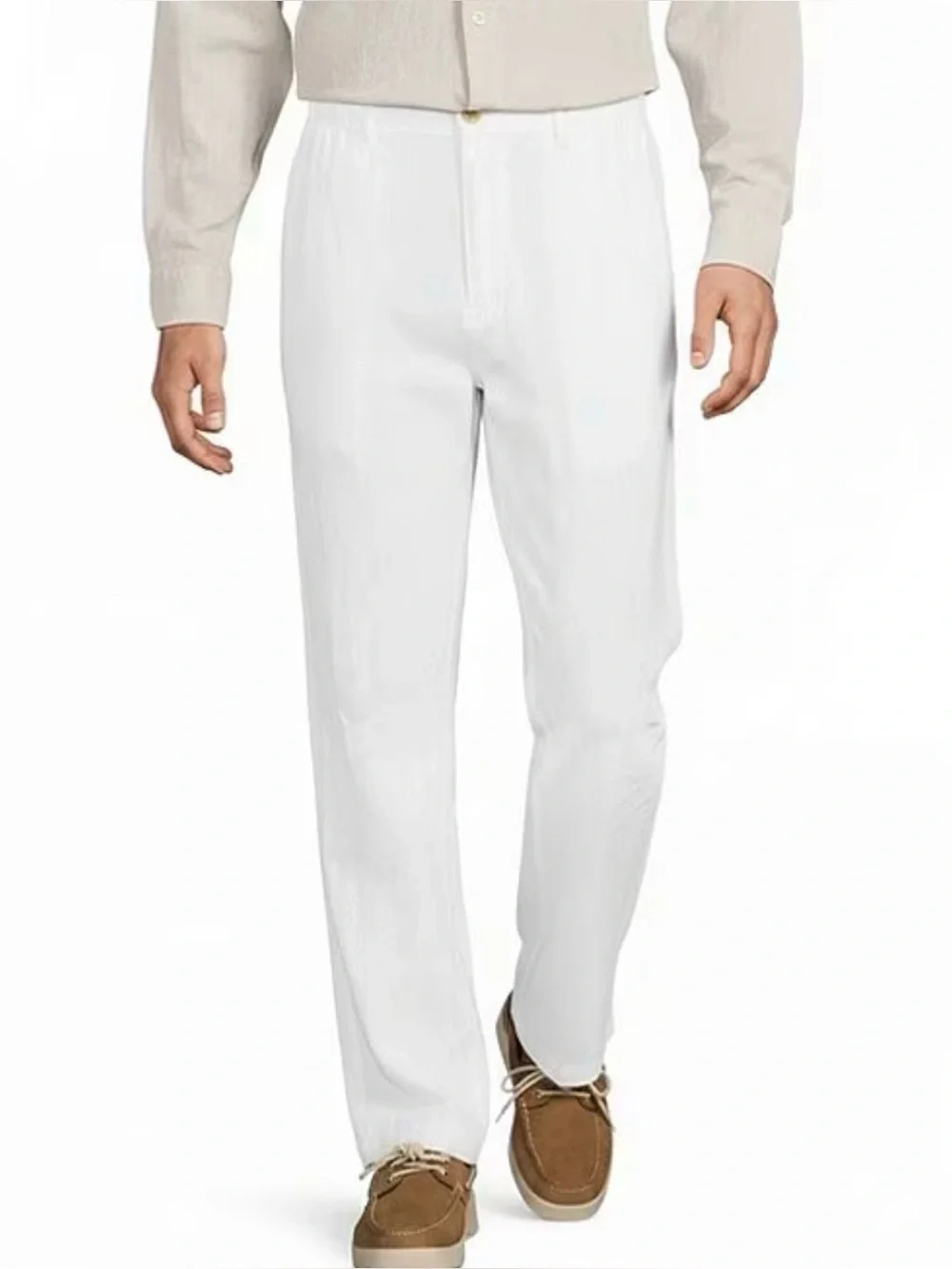 Caribbean Roundtree  Big Man Mens Linen Drawstring Elastic Waist Pants 50X30 NWT